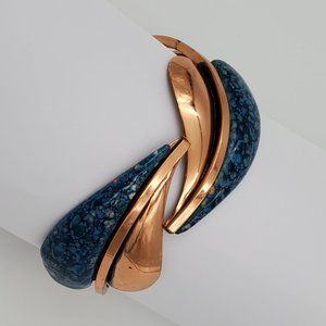 Matisse Renoir Mid-century Modern Copper Enamel Hinged Bracelet